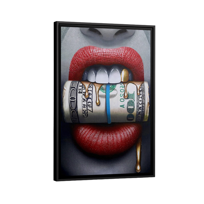 Discover Shop Money Wall Art, Dollar Bundle Mouth | Money Lips Art, DOLLAR BUNDLE MOUTH by Original Greattness™ Canvas Wall Art Print