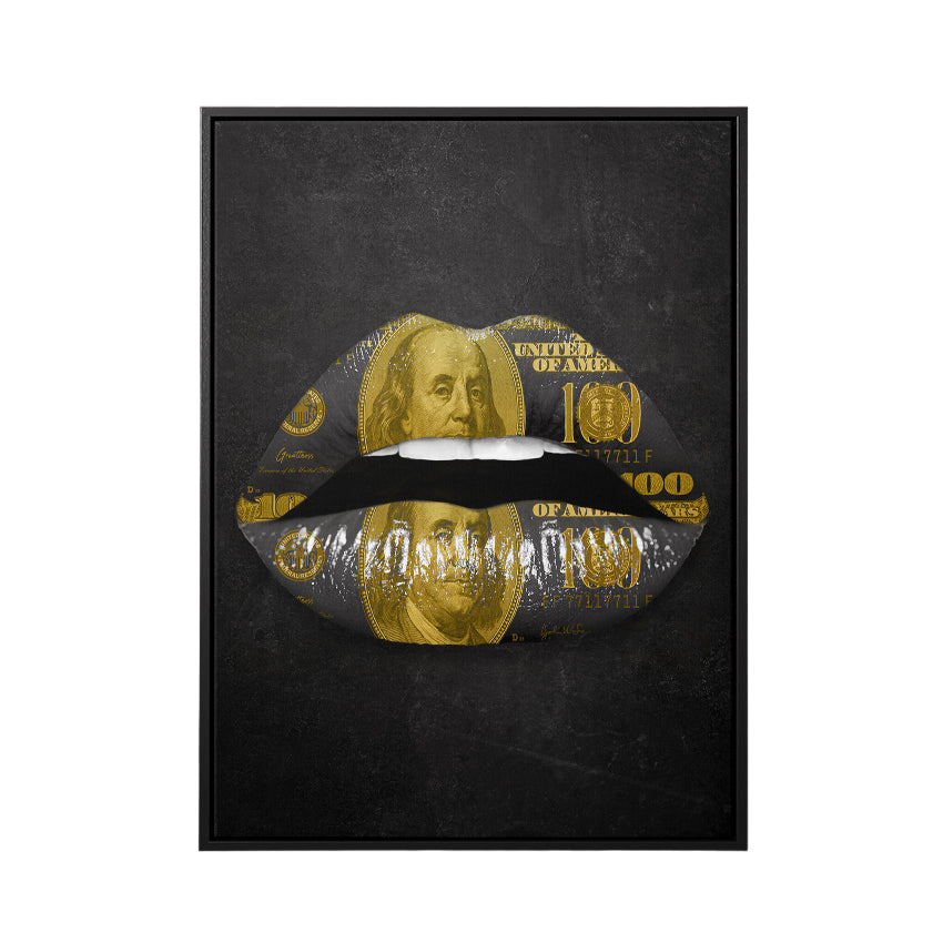 Discover Money Lips Canvas Art, Gold Dollar Lips Wall Art - Inspirational Lips Money Artwork, GOLD DOLLAR LIPS by Original Greattness™ Canvas Wall Art Print