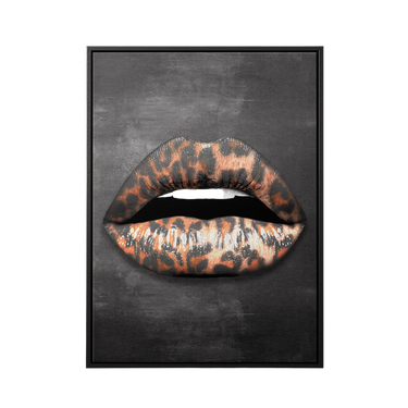 Discover Lips Canvas Wall Art, Leopard Lips Black Grey Canvas Artwork, LEOPARD LIPS by Original Greattness™ Canvas Wall Art Print