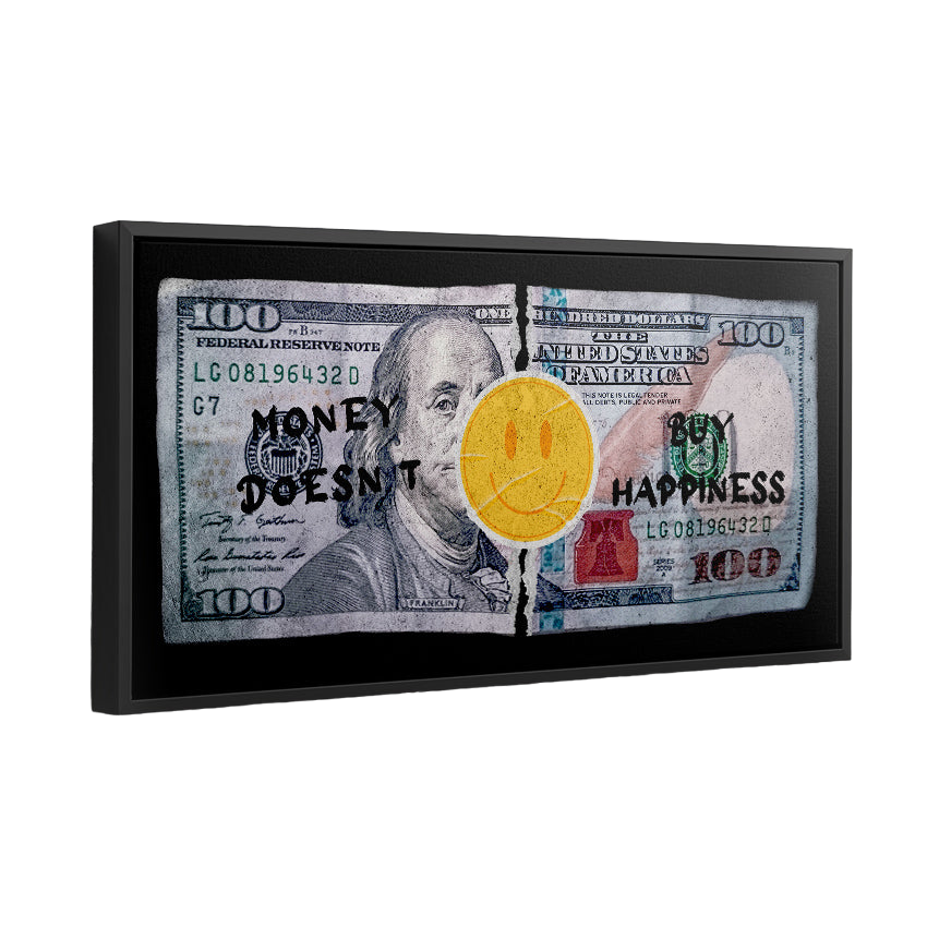 Discover Shop Money Dollar Canvas Art, Money Doesn't Buy Happiness Canvas Art, MONEY DOESN'T BUY HAPPINESS by Original Greattness™ Canvas Wall Art Print