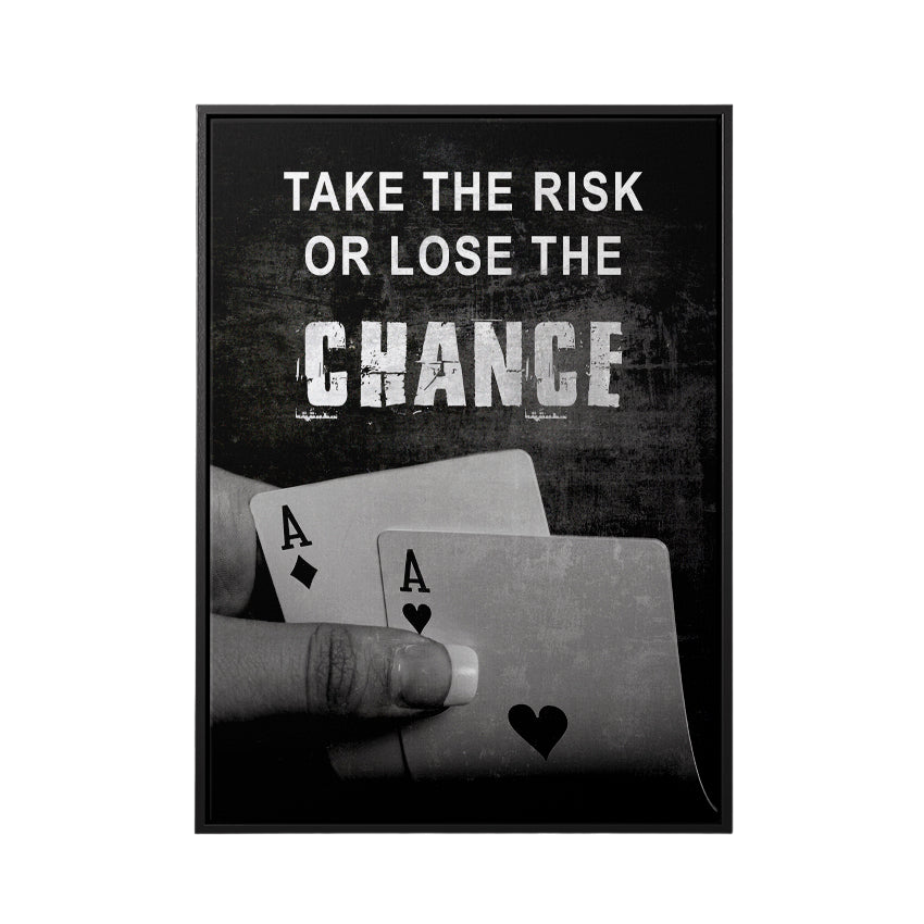 Discover Shop Game Room Canvas Art, Take the Risk, Motivational Play Room Quote Card Canvas Art, RISK OR LOSE CARD GAME by Original Greattness™ Canvas Wall Art Print