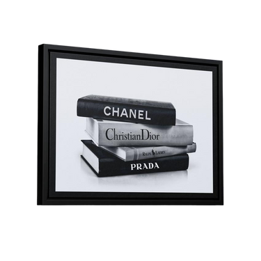Discover Fashion Books Canvas Art, Fashion Books - Chanel, Prada Black & White Canvas Art, FASHION BOOKS by Original Greattness™ Canvas Wall Art Print