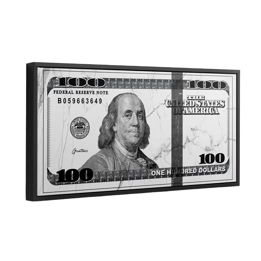 Discover Shop Money Dollar Canvas Art, Marble Benjamin 100 Dollar Bill, Money Canvas Art, MARBLE DOLLAR by Original Greattness™ Canvas Wall Art Print