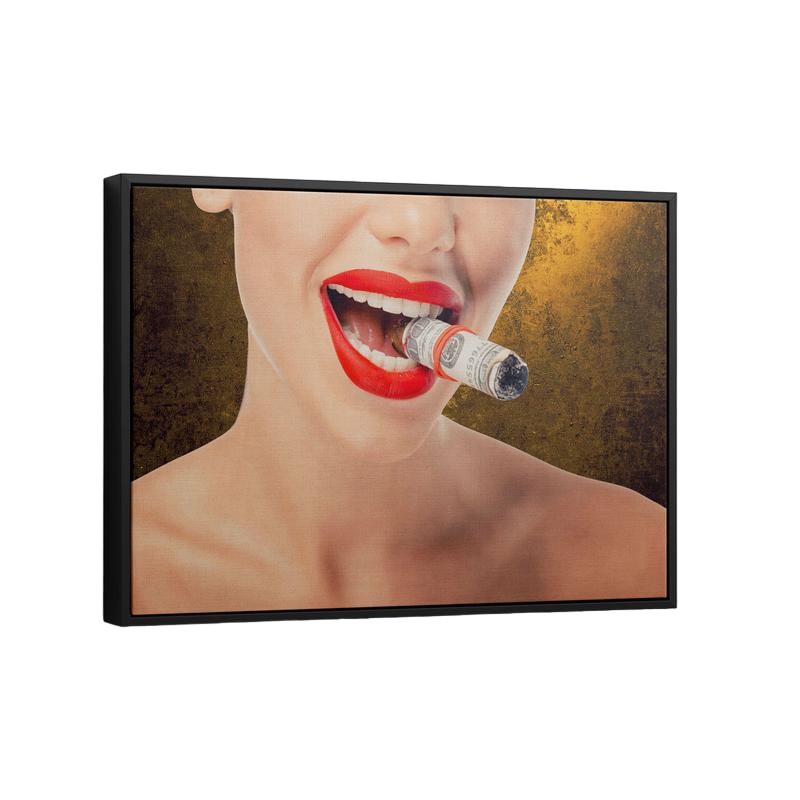 Discover Greattness Original, Money Cigar Women Gold Canvas Wall Art , MONEY CIGAR by Original Greattness™ Canvas Wall Art Print