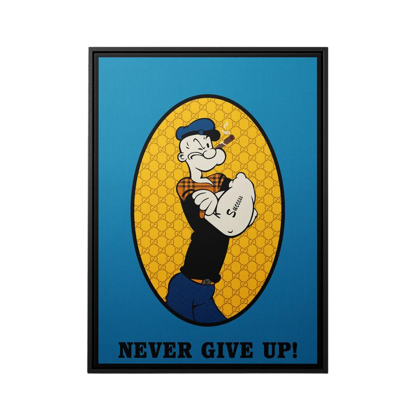 Discover Popeye Canvas Wall Art, Motivational Popeye Canvas Wall Art, POPEYE NEVER GIVE UP by Original Greattness™ Canvas Wall Art Print