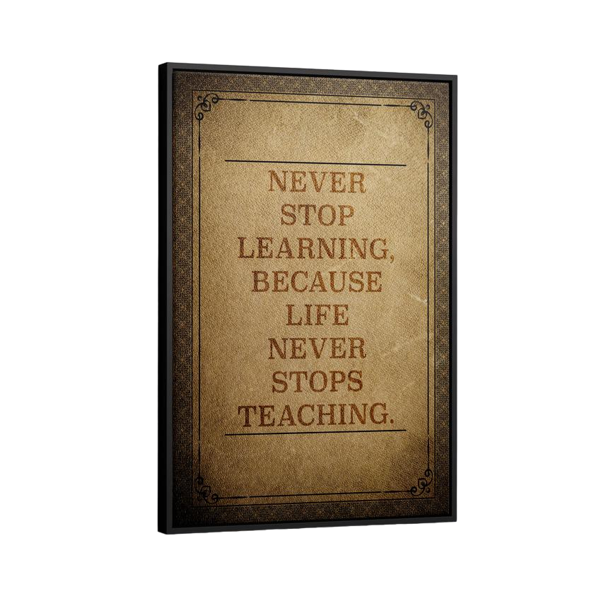 Discover Motivational Canvas Wall Art, Never Stop Learning Old Book Vintage Retro Canvas Wall Art, NEVER STOP LEARNING by Original Greattness™ Canvas Wall Art Print