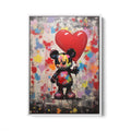 Discover Shop Mickey Mouse Wall Art, Colorful Mickey Mouse Heart Balloon Graffiti Painting Art, Mickey Mouse Love by Original Greattness™ Canvas Wall Art Print