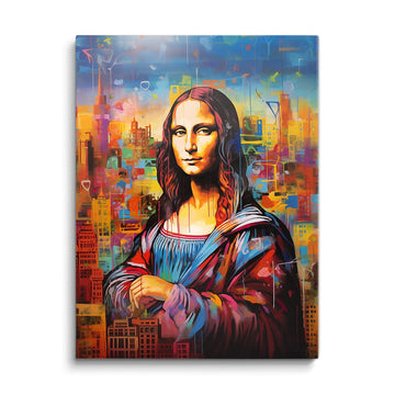 Discover Shop Mona Lisa Canvas Art, Mona Lisa daVinci City Colorful Painting Wall Art, MONA LISA CITY by Original Greattness™ Canvas Wall Art Print