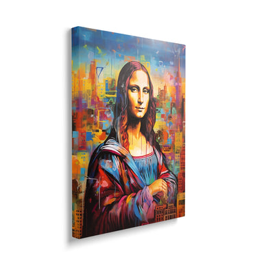 Discover Shop Mona Lisa Canvas Art, Mona Lisa daVinci City Colorful Painting Wall Art, MONA LISA CITY by Original Greattness™ Canvas Wall Art Print