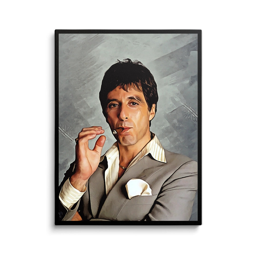 Discover Tony Montana Canvas Art, Al Pacino Scarface Movie Poster Oil Canvas Wall Art, INVINCIBLE Al Pacino by Original Greattness™ Canvas Wall Art Print