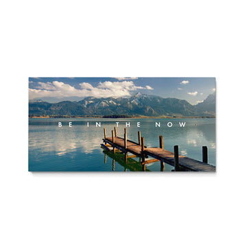 Discover Landscape Canvas Art, Mountains Jetty Sea Landscape Motivational Canvas Artwork, Be in the Now by Original Greattness™ Canvas Wall Art Print