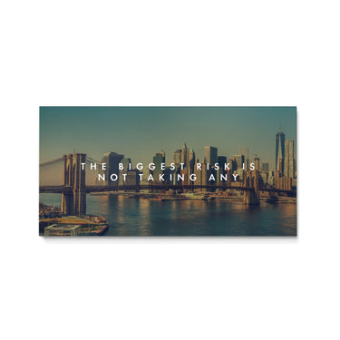 Discover Inspirational Quote Wall Art, Brooklyn Bridge NY New York City Motivational Canvas Art, The Biggest Risk by Original Greattness™ Canvas Wall Art Print