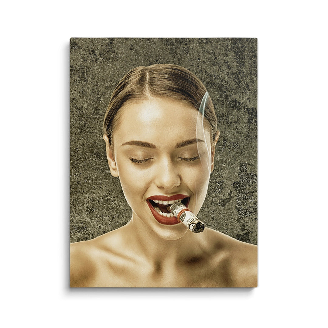 Discover Shop Smoking Women Wall Art, Calm Down - Women Money Cigar Wall Art, CALM DOWN by Original Greattness™ Canvas Wall Art Print