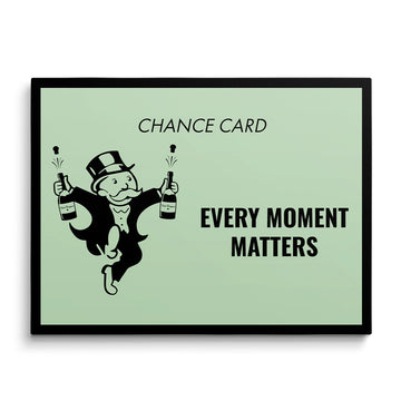 Discover Monopoly Card Canvas Art, Every Moment Matters - Monopoly Chance Card Wall Art, EVERY MOMENT MATTERS by Original Greattness™ Canvas Wall Art Print