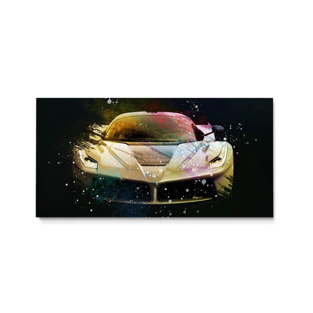 Discover Ferrari Workspace Canvas Art, Gold Ferrari - Sports Car Modern Painting Art, GOLD FERRARI by Original Greattness™ Canvas Wall Art Print