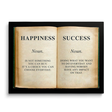 Discover Motivational Book Wall Art, Happiness Book, Motivational Canvas Wall Art, HAPPINESS BOOK by Original Greattness™ Canvas Wall Art Print