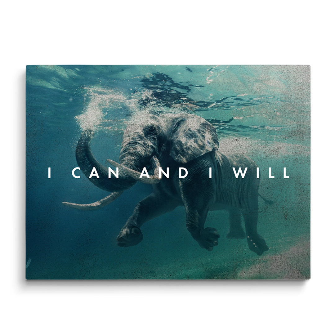 Discover Greattness Original, Motivational Elephant Vintage Canvas Artwork, I Can And I Will by Original Greattness™ Canvas Wall Art Print