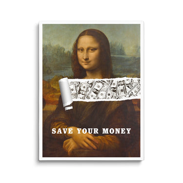 Discover Money Mona Lisa Wall Art, Mona Lisa Save Money Painting Canvas Wall Art, MONA LISA SAVE MONEY by Original Greattness™ Canvas Wall Art Print