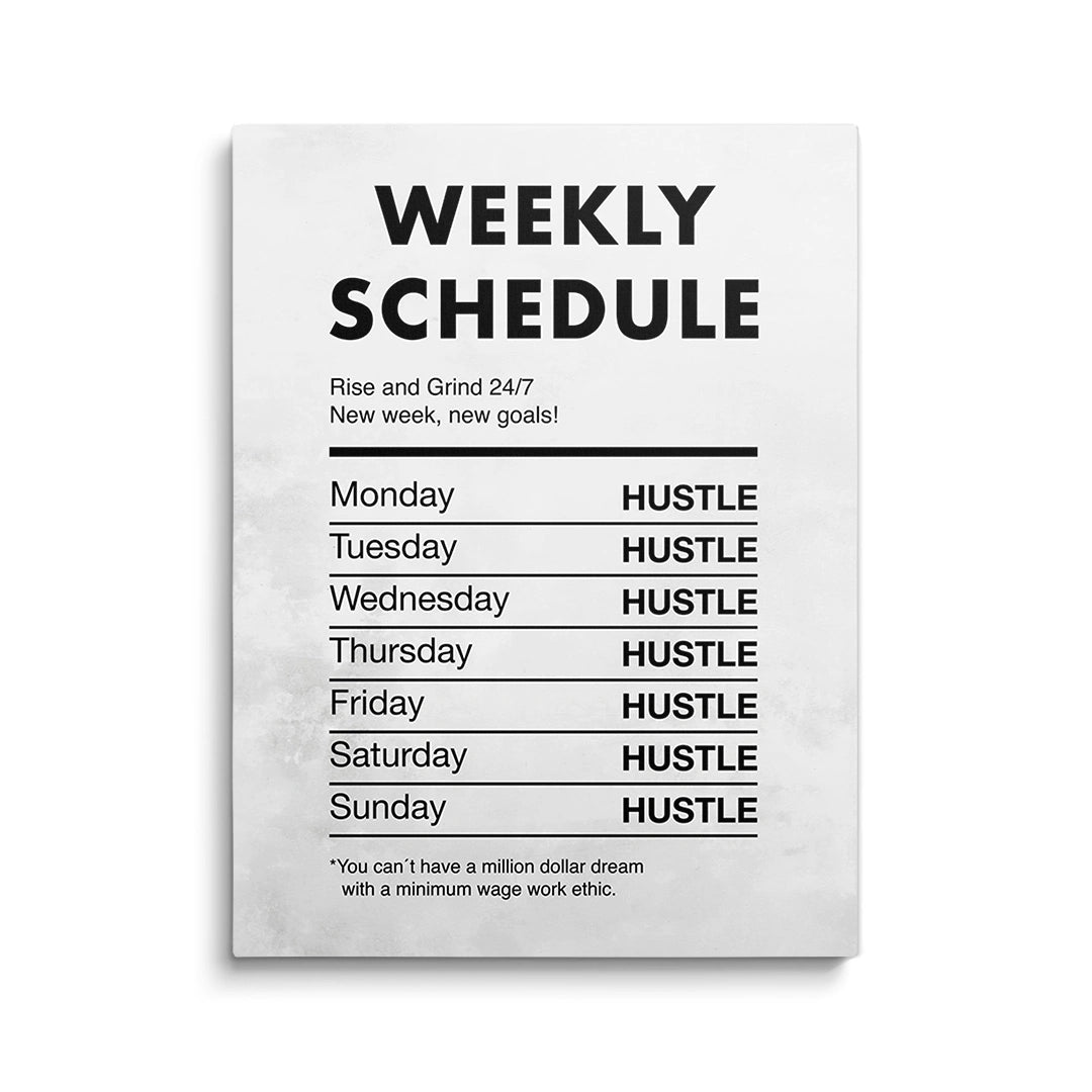 Discover Success Mindset Wall Art, Weekly Schedule Quote Motivational Canvas Art Prints, WEEKLY SCHEDULE by Original Greattness™ Canvas Wall Art Print