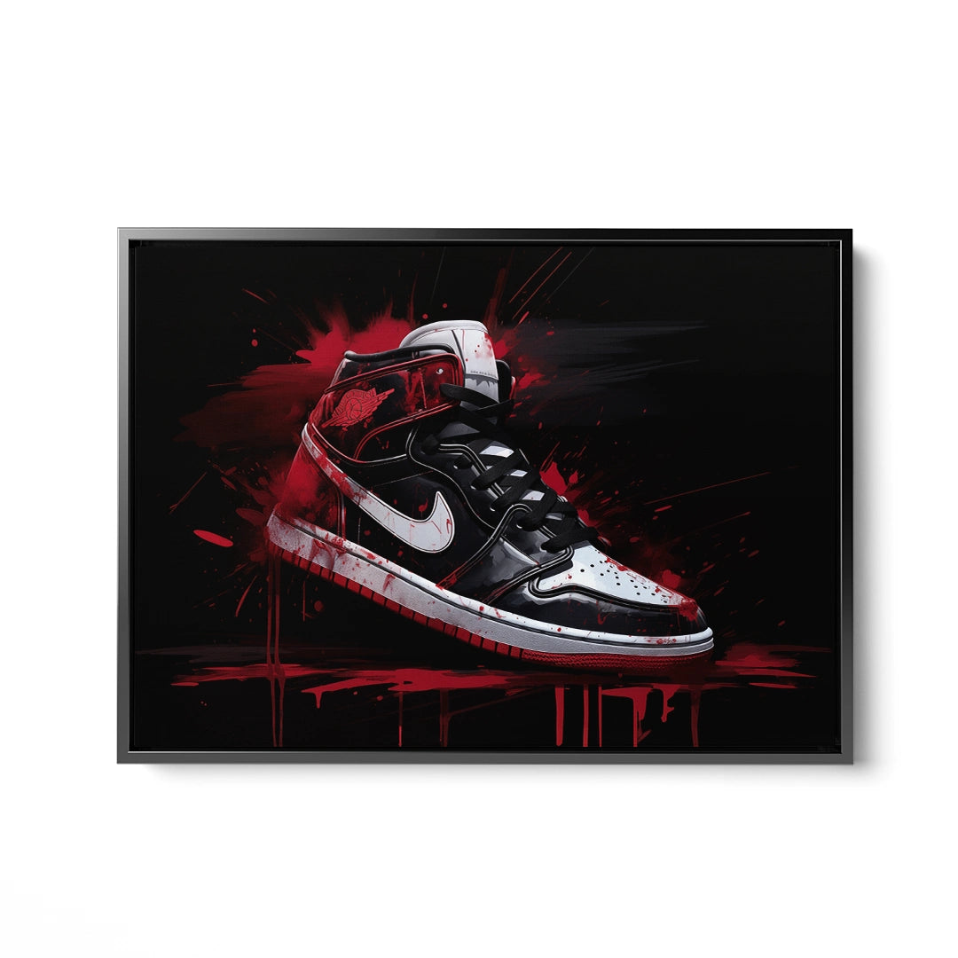 Discover Shop Nike Jordan Canvas Art, Nike Jordan Painting Black Red Canvas Art, RORY NIKE PAINTING by Original Greattness™ Canvas Wall Art Print