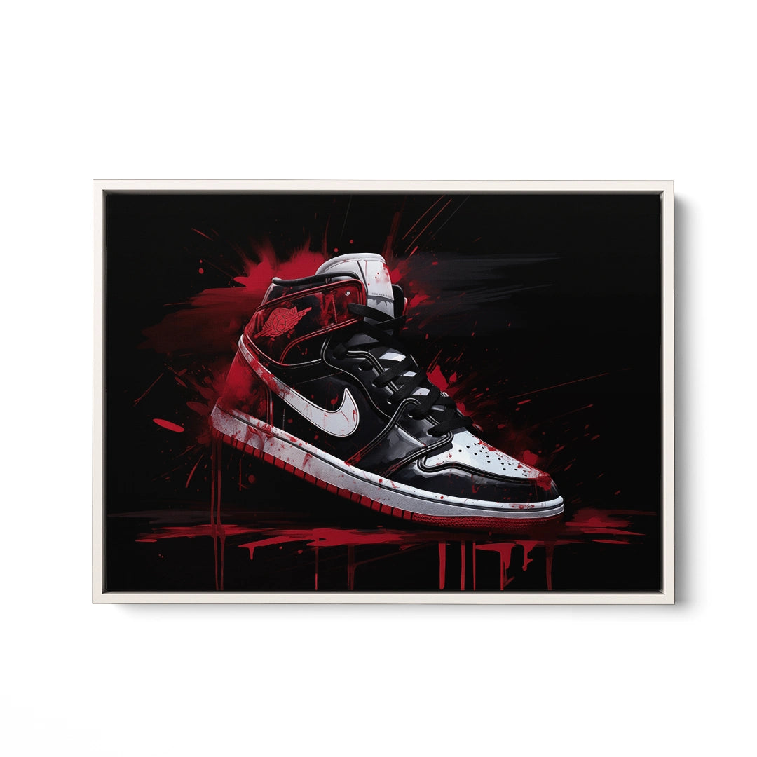 Discover Shop Nike Jordan Canvas Art, Nike Jordan Painting Black Red Canvas Art, RORY NIKE PAINTING by Original Greattness™ Canvas Wall Art Print