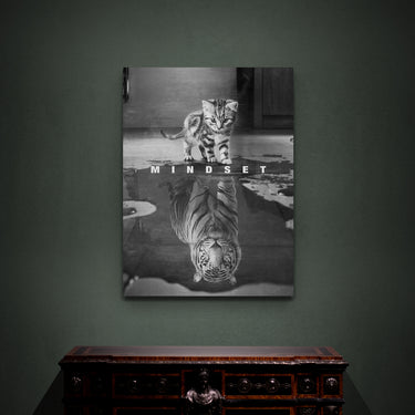 Discover Shop Mindset Canvas Art, Mindset Reflection Cat Lion Motivational Canvas Wall Art, THE MINDSET by Original Greattness™ Canvas Wall Art Print