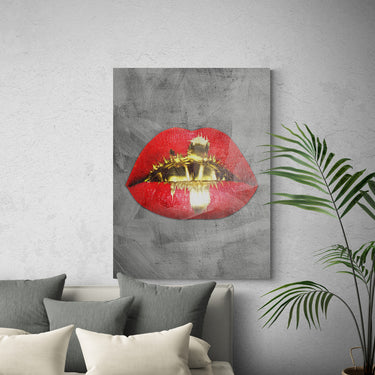 Discover Shop Lips Canvas Art, Gold Red Lips Fashion Canvas Wall Art, Gold Red Lips by Original Greattness™ Canvas Wall Art Print