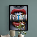 Discover Shop Money Wall Art, Dollar Bundle Mouth | Money Lips Art, DOLLAR BUNDLE MOUTH by Original Greattness™ Canvas Wall Art Print
