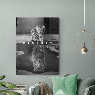 Discover Shop Mindset Canvas Art, Mindset Reflection Cat Lion Motivational Canvas Wall Art, THE MINDSET by Original Greattness™ Canvas Wall Art Print