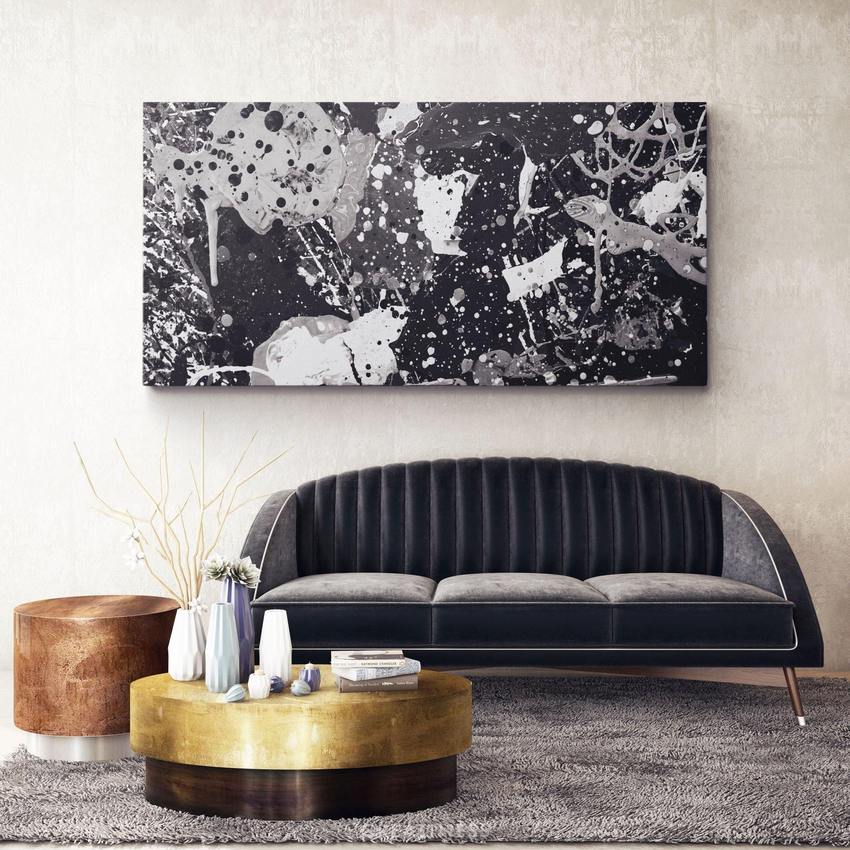 BLACK&WHITE POLLOCK - Motivational, Inspirational & Modern Canvas Wall Art - Greattness