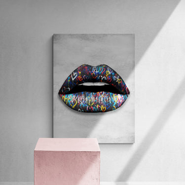 Discover Motivational Lips Wall Art, Pop Art Sexy Graffiti Lips Canvas Print Colorful Abstract, GRAFFITI LIPS by Original Greattness™ Canvas Wall Art Print