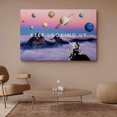 Discover Astronaut Space Wall Art, Keep Looking Up Canvas Art, Space Motivational Artwork, KEEP LOOKING UP by Original Greattness™ Canvas Wall Art Print