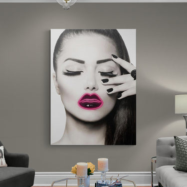 Discover Elegant Women Canvas Art, Neon Kiss Sexy Women Photography Canvas Wall Art, NEON WOMEN KISS by Original Greattness™ Canvas Wall Art Print