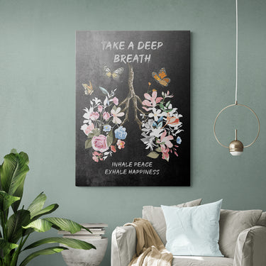 Discover Shop Quote Wall Art, Take a Deep Breath Meditation Quote Motivational Canvas Art, TAKE A DEEP BREATH by Original Greattness™ Canvas Wall Art Print