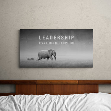 Discover Greattness Canvas Art, Elephant Landscape Motivational Canvas Wall Art, Leadership is an Action by Original Greattness™ Canvas Wall Art Print